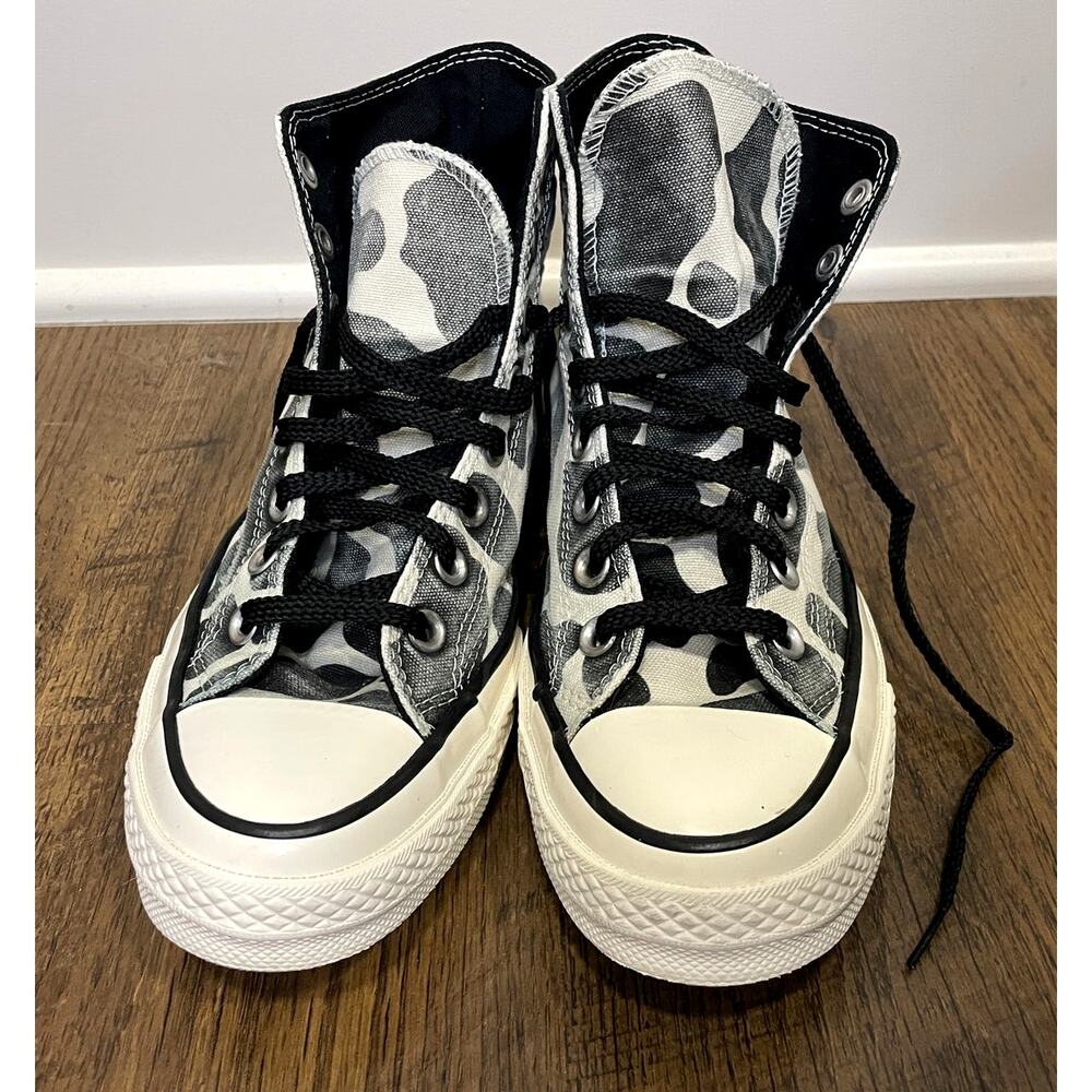 Retro Chuck Taylor All Star Cow Print Black & White High Tops Women's Size 8.5 - Picture 3 of 7